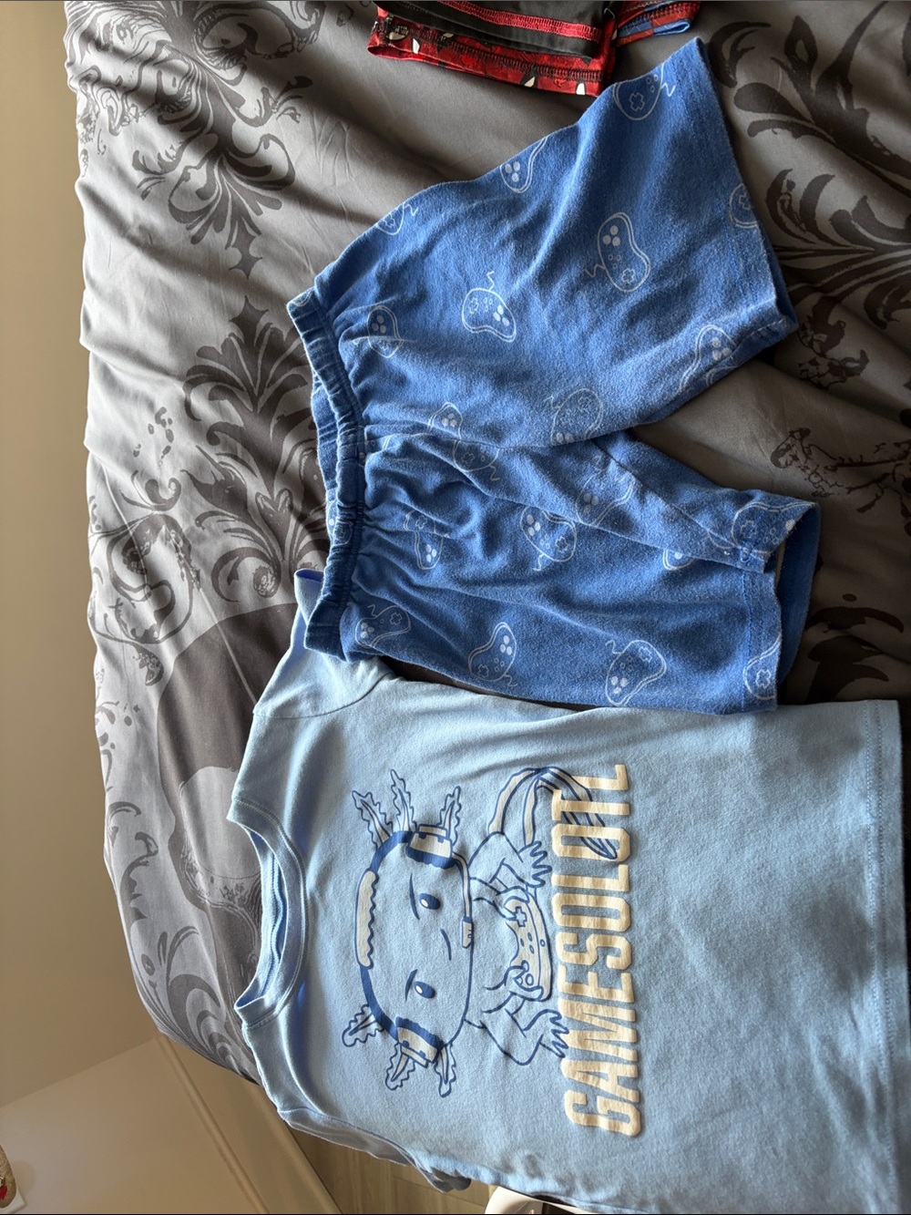Boys Pajama Set with Game Controller Shorts and Gamesolotl tee